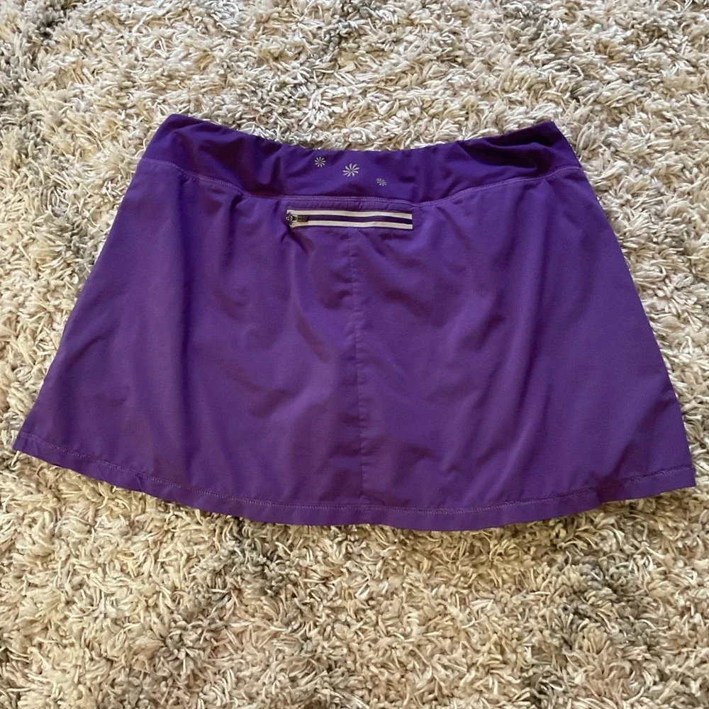 Athleta Womens Purple Pleated Active Skort Size L Tennis Running Skirt Pocket